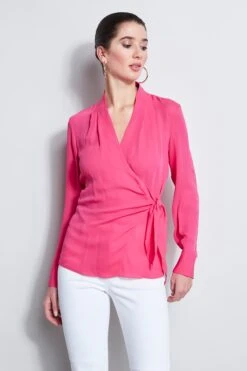 Elie Tahari Long Sleeve Silk Wrap Shirt