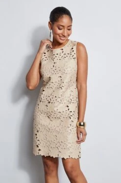 Elie Tahari Lasercut Vegan Dress -ELIE TAHARI Sales E2141603 IslandSand 2FRONT 3642