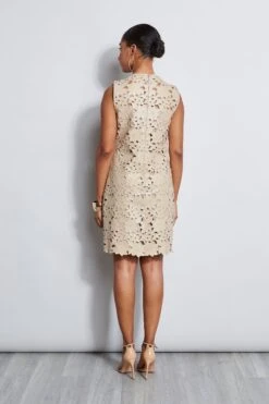 Elie Tahari Lasercut Vegan Dress -ELIE TAHARI Sales E2141603 IslandSand 3BACK 3647