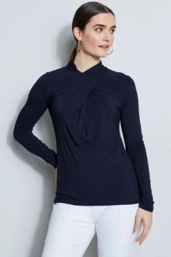 Elie Tahari Long Sleeve Twist Knit