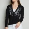 Elie Tahari Lace Insert Cardigan -ELIE TAHARI Sales E25X1502 BLACK 2FRONT 110