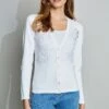 Elie Tahari Lace Insert Cardigan -ELIE TAHARI Sales E25X1502 WHITE 2FRONT 022