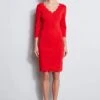 Elie Tahari Scallop V-Neck Dress 2 Elie Tahari Scallop V-Neck Dress -ELIE TAHARI Sales E25X9603 CalypsoRed 1HERO 4223