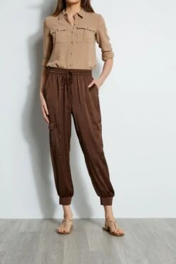 Elie Tahari Satin Cargo Pant