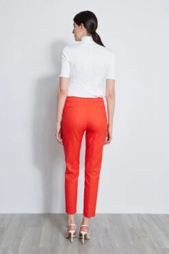 Elie Tahari Jacquard Stretch Crop Pant -ELIE TAHARI Sales E3033203 TOMATO E3033103 TOMATO ETR14170 CLOUD 3BACK 1506
