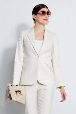 Elie Tahari Jacquard Stretch Panel Blazer