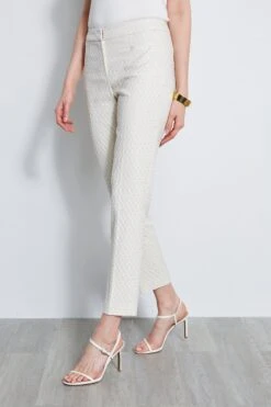 Elie Tahari Jacquard Stretch Crop Pant -ELIE TAHARI Sales E3033203 VANILLABEAN E3033103 VANILLABEAN E15XA502 WHITE 2front 4439