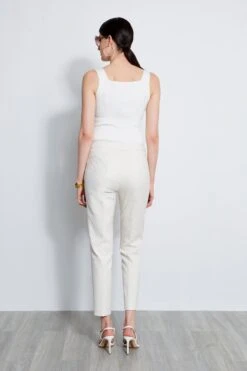Elie Tahari Jacquard Stretch Crop Pant -ELIE TAHARI Sales E3033203 VANILLABEAN E3033103 VANILLABEAN E15XA502 WHITE 3BACK 1252