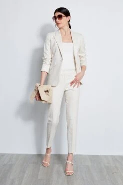 Elie Tahari Jacquard Stretch Crop Pant -ELIE TAHARI Sales E3033203 VANILLABEAN E3033103 VANILLABEAN E15XA502 WHITE 4styling 4448