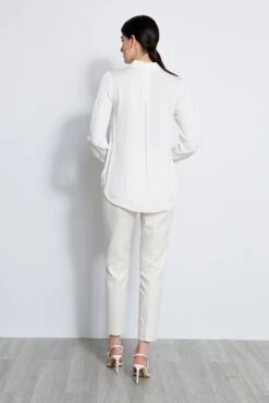 Elie Tahari Long Sleeve Silk Contour Shirt -ELIE TAHARI Sales E3033203 VANILLABEAN E310N513 FRESHPEARL 3BACK 1283