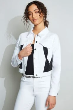 Elie Tahari Mesh Denim Jacket