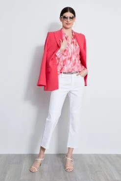 Elie Tahari Silk Biba Swirl Button Down Shirt -ELIE TAHARI Sales E303D202 WHITE E2087103 TROPICPINK E3045503 MULTI 4styling 4151