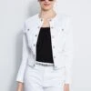 Elie Tahari Crest Button Denim Jacket