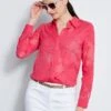 Elie Tahari Floral Jacquard Button Down Shirt -ELIE TAHARI Sales E303D202 WHITE E3043503 TROPICPINK 2front 4218