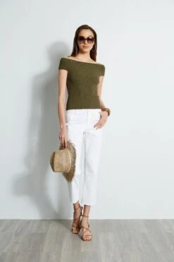 Elie Tahari Off Shoulder Rib Sweater -ELIE TAHARI Sales E303D202 WHITE E45X7503 TUSCANOLIVE 1Hero 323