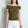 Elie Tahari Off Shoulder Rib Sweater 2 Elie Tahari Off Shoulder Rib Sweater -ELIE TAHARI Sales E303D202 WHITE E45X7503 TUSCANOLIVE 2front 340