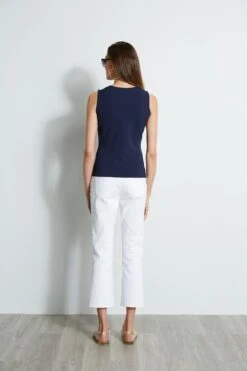 Elie Tahari Sleeveless Lace Inset Sweater -ELIE TAHARI Sales E303D202 WHITE E45XB503 NAVY 3back 317