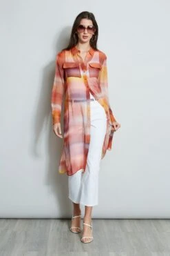 Elie Tahari Ombre Silk Chiffon Maxi Shirt -ELIE TAHARI Sales E303D202 WHITE E502E603 GINGER CU59150U WHITE 1Hero 898