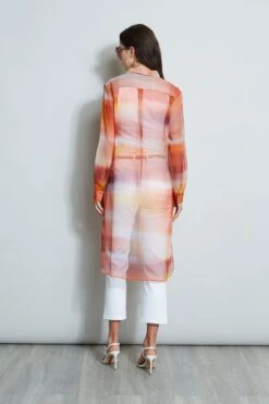 Elie Tahari Ombre Silk Chiffon Maxi Shirt -ELIE TAHARI Sales E303D202 WHITE E502E603 GINGER CU59150U WHITE 3back 928