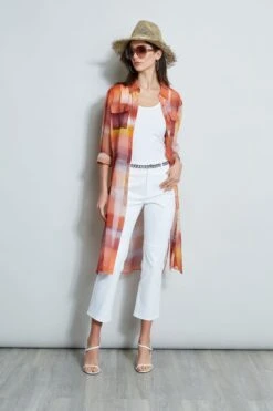 Elie Tahari Ombre Silk Chiffon Maxi Shirt -ELIE TAHARI Sales E303D202 WHITE E502E603 GINGER CU59150U WHITE 4styling 930