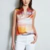 Elie Tahari Silk Satin Ombre Contour Shirt -ELIE TAHARI Sales E303D202 WHITE E504K513 GINGER 2front 323
