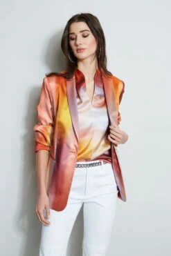 Elie Tahari Ombre Silk Satin Blazer -ELIE TAHARI Sales E303D202 WHITE E504K513 GINGER 4styling 873