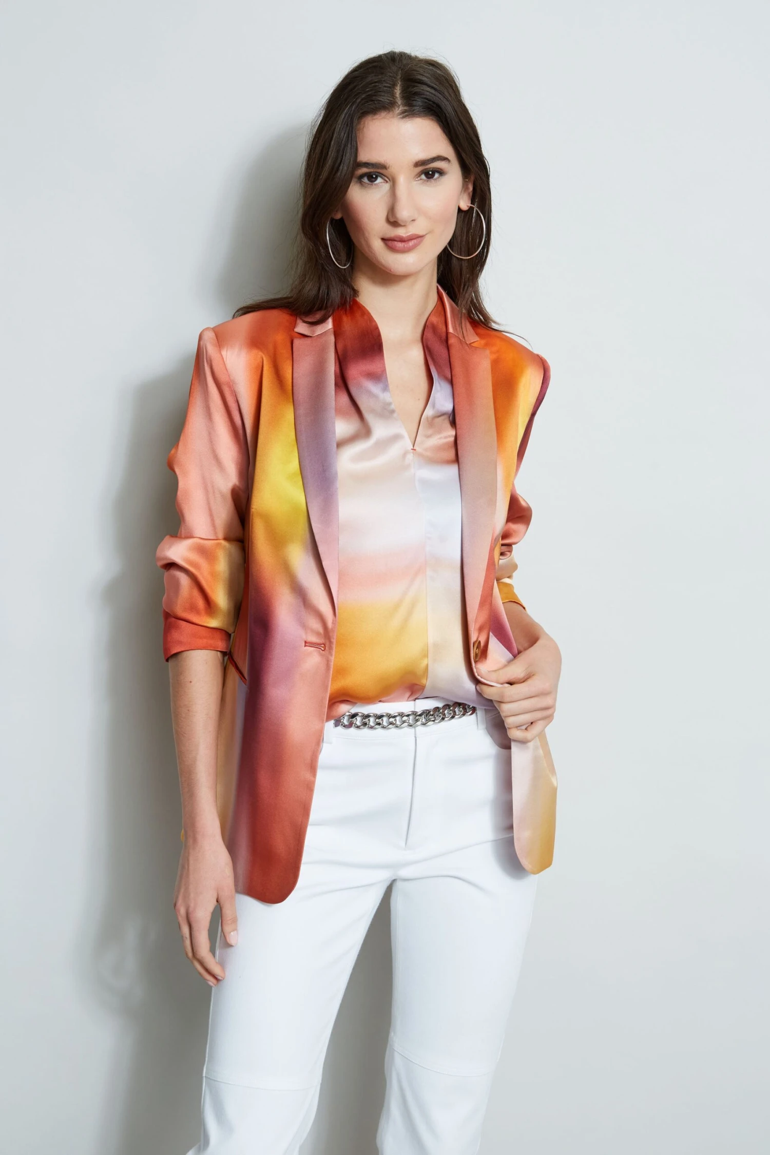Elie Tahari Silk Satin Ombre Contour Shirt 7 Elie Tahari Silk Satin Ombre Contour Shirt - Image 5