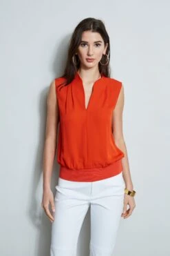 Elie Tahari Silk Contour Rib Shirt