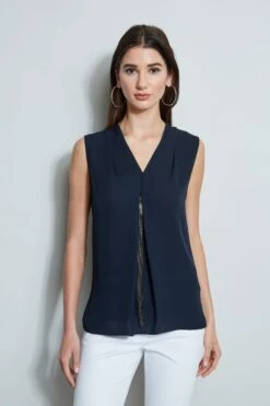 Elie Tahari Chain Pleat Shirt