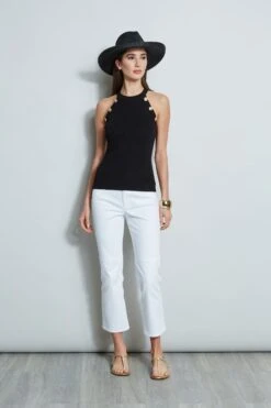 Halter Button Rib Tank 10 Halter Button Rib Tank -ELIE TAHARI Sales E303D202 WHITE ETR32172 NOIR 1Hero 1030