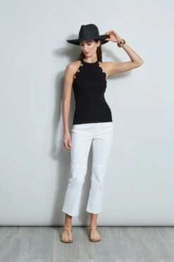 Halter Button Rib Tank 12 Halter Button Rib Tank -ELIE TAHARI Sales E303D202 WHITE ETR32172 NOIR 1Hero 1033