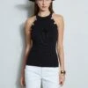 Halter Button Rib Tank 1 Halter Button Rib Tank -ELIE TAHARI Sales E303D202 WHITE ETR32172 NOIR 2front 1043