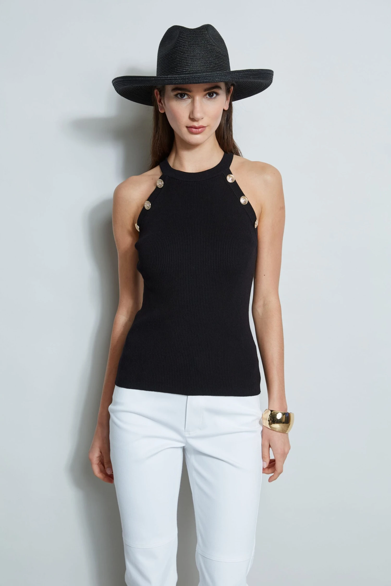 Halter Button Rib Tank 3 Halter Button Rib Tank