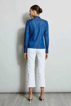 Elie Tahari Iridescent Tie Shirt 7 Elie Tahari Iridescent Tie Shirt -ELIE TAHARI Sales E303D202 White E9141502 Indigo 3BACK 389