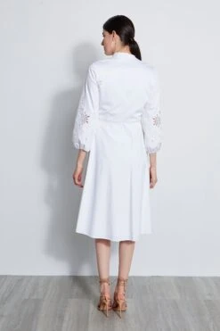 Elie Tahari Embroidered Cotton Tie Dress -ELIE TAHARI Sales E3044603 WHITE 3back 5110