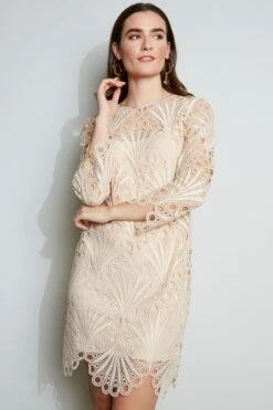 Elie Tahari Scallop Lace Dress 15 Elie Tahari Scallop Lace Dress -ELIE TAHARI Sales E3051602 PECHE 2FRONT 014