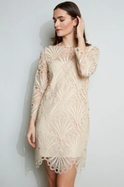 Elie Tahari Scallop Lace Dress 13 Elie Tahari Scallop Lace Dress -ELIE TAHARI Sales E3051602 PECHE 2FRONT 021