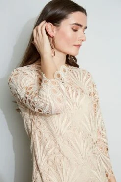 Elie Tahari Scallop Lace Dress 18 Elie Tahari Scallop Lace Dress -ELIE TAHARI Sales E3051602 PECHE 2FRONT 031