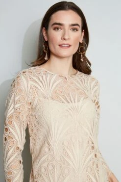 Elie Tahari Scallop Lace Dress 17 Elie Tahari Scallop Lace Dress -ELIE TAHARI Sales E3051602 PECHE 2FRONT 033