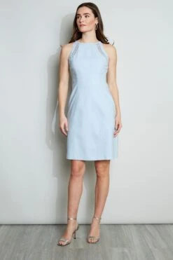 Elie Tahari Linen Lace Detail Dress