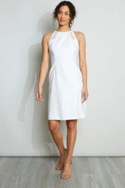 Elie Tahari Linen Lace Detail Dress -ELIE TAHARI Sales E305K602 WHITE 1HERO 018