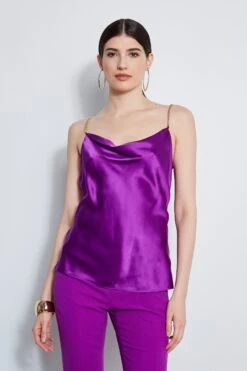 Elie Tahari Silk Satin Chain Cami