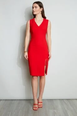 Elie Tahari Lace Slit Dress -ELIE TAHARI Sales E3087602 BERRY 1HERO 013