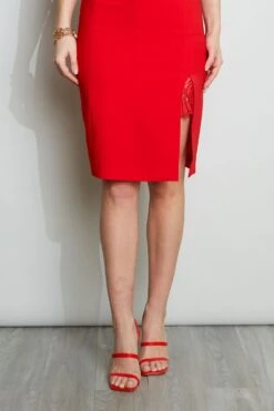 Elie Tahari Lace Slit Dress -ELIE TAHARI Sales E3087602 BERRY 2FRONT