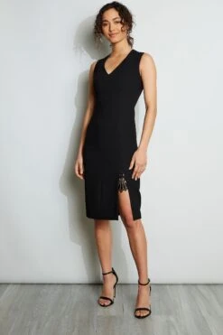 Elie Tahari Lace Slit Dress -ELIE TAHARI Sales E3087602 BLACK 1HERO 019
