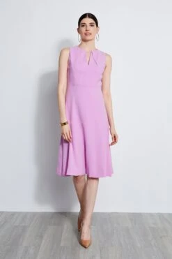 Elie Tahari Fit & Flare Dart Midi Dress