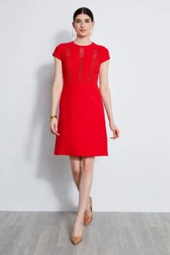 Elie Tahari Geo Lace Inset Dress