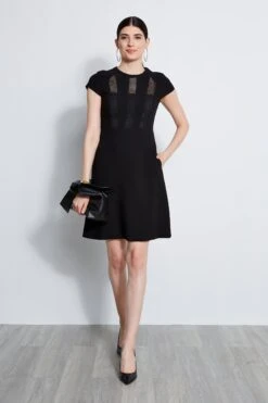 Elie Tahari Geo Lace Inset Dress