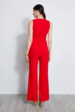 Elie Tahari Belted Slit Jumpsuit -ELIE TAHARI Sales E3087623 BERRY 3BACK 2712