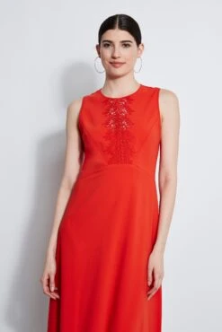 Elie Tahari Lace Applique Midi Dress -ELIE TAHARI Sales E3098613 AGAVE 3BACK 3261 1